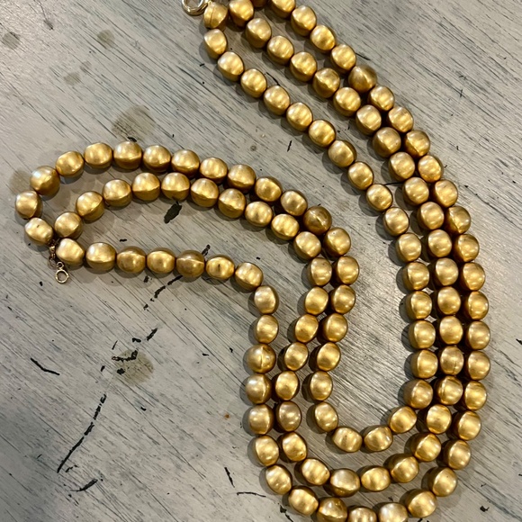 Stunning Brushed Gold Beaded 3-strand Choker - Picture 2 of 6